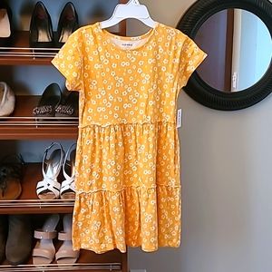 Old Navy Girls L Floral Yellow/Orange tiered dress NWT